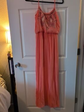 BCBGeneration Coral Maxi Dress with Beaded Neckline
